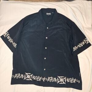 Dragonfly Clothing Company Men's XXL Black & White Embroidered Buttondown Shirt